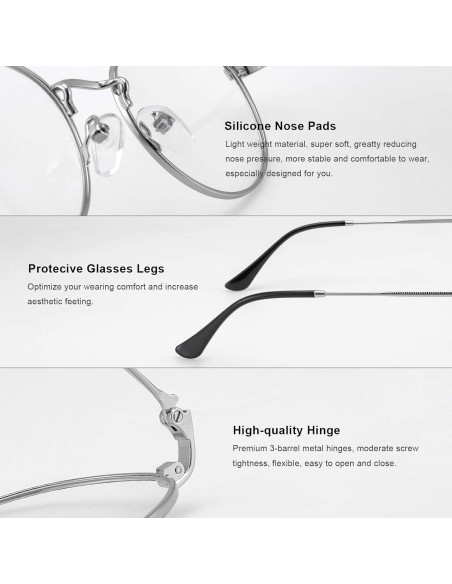 Gafas de lectura metálicas clásicas anti luz azul 0.0x Gafas de lectura metálicas clásicas anti luz azul 0.0x