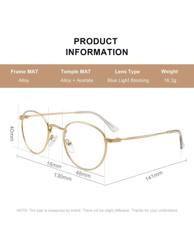 Gafas de lectura metálicas oro 2.5x anti luz azul