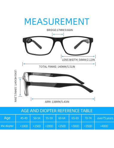 Gafas de lectura DONGDI 4 Pack Anti Luz Azul 1.25