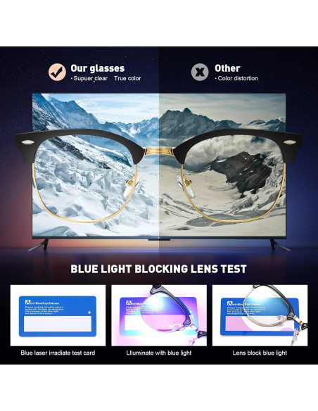 Gafas AOMASTE Anti Luz Azul Media Montura UV para PC Gafas AOMASTE Anti Luz Azul Media Montura UV para PC