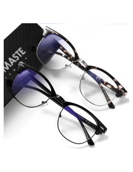 Gafas Anti Luz Azul AOMASTE Media Montura UV Claro Gafas Anti Luz Azul AOMASTE Media Montura UV Claro