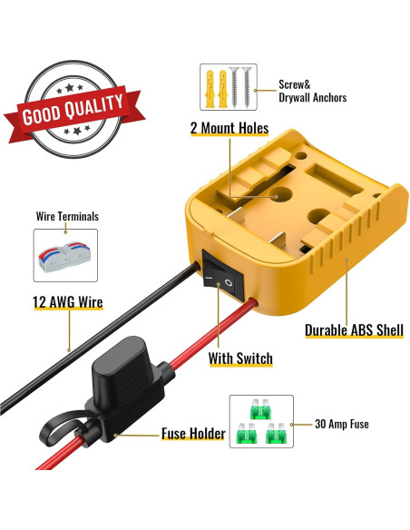 Adaptador de Batería Azocek para Dewalt 20V con Fusible Adaptador de Batería Azocek para Dewalt 20V con Fusible