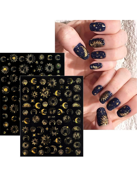 Pegatinas de Uñas Autoadhesivas JMEOWIO 10 Hojas Diseño Luna Estrella Pegatinas de Uñas Autoadhesivas JMEOWIO 10 Hojas Diseño Luna Estrella