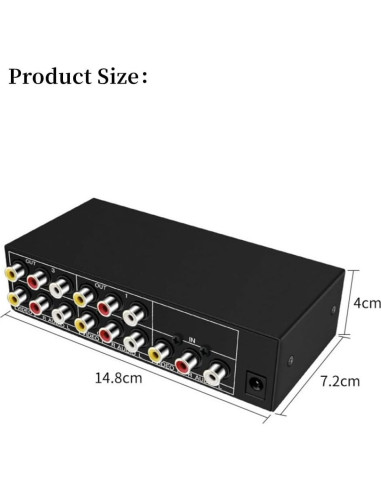 Divisor de Audio Video Suckoo 3RCA 1 Entrada 4 Salidas