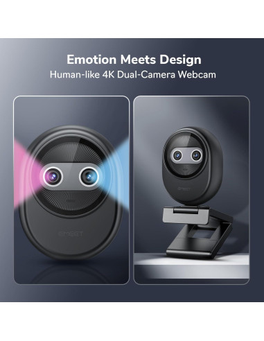 Webcam EMEET Piko 4K con IA, 3 Micrófonos y Clip