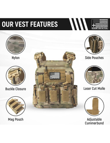 Chaleco Táctico Molle Crusader 2.0 con Bolsa Triple y Hebillas