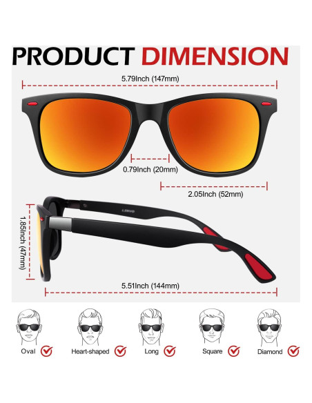 Gafas de sol polarizadas LINVO TR90 ultraligeras HD UV400 Gafas de sol polarizadas LINVO TR90 ultraligeras HD UV400