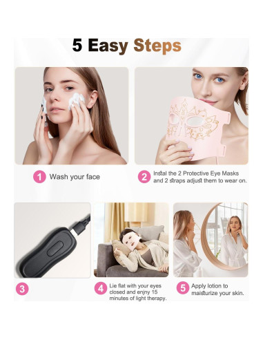 Máscara de Luz LED BETNEP para Terapia Facial 3 en 1