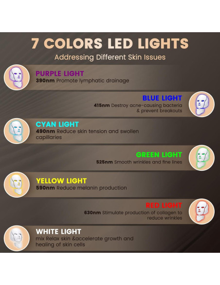 Máscara LED TIMSUMR Terapia de Luz Facial 7 Colores Máscara LED TIMSUMR Terapia de Luz Facial 7 Colores