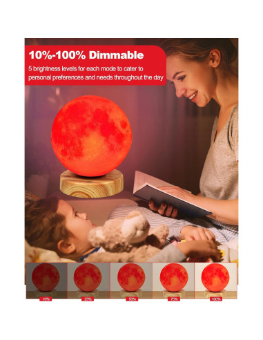Lámpara de Noche Roja Aoife S9 Luz Luna 670nm Carga USB