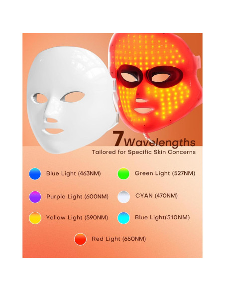 Máscara de Terapia de Luz Roja NEWKEY LED 7 Colores Facial Máscara de Terapia de Luz Roja NEWKEY LED 7 Colores Facial