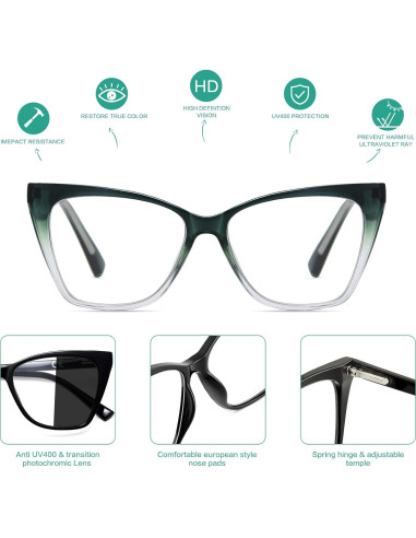 Gafas de lectura fotocromáticas LKEYE ojo de gato 2.5D