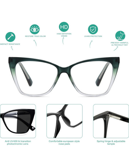 Gafas de lectura fotocromáticas LKEYE ojo de gato 2.5D Gafas de lectura fotocromáticas LKEYE ojo de gato 2.5D