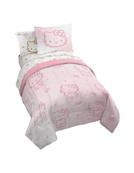Juego de Edredón Twin Hello Kitty Jay Franco - 5 Piezas Juego de Edredón Twin Hello Kitty Jay Franco - 5 Piezas