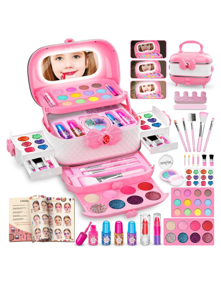 Kit de Maquillaje Rosa para Niñas - 58 Piezas con Espejo Kit de Maquillaje Rosa para Niñas - 58 Piezas con Espejo