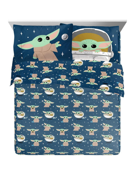 Juego de Cama Queen Jay Franco Mandalorian 7 Piezas Microfibra Juego de Cama Queen Jay Franco Mandalorian 7 Piezas Microfibra