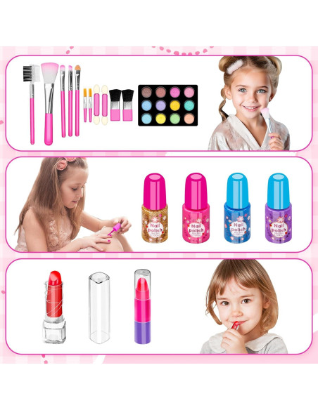 Kit de Maquillaje Rosa para Niñas - 58 Piezas con Espejo Kit de Maquillaje Rosa para Niñas - 58 Piezas con Espejo