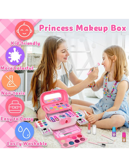 Kit de Maquillaje para Niñas Hollyhi 58 Piezas Rosa Kit de Maquillaje para Niñas Hollyhi 58 Piezas Rosa