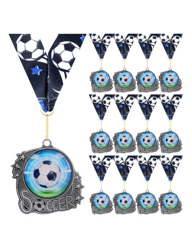 Medallas de Fútbol de Metal Plata Seenelling - Set de 12