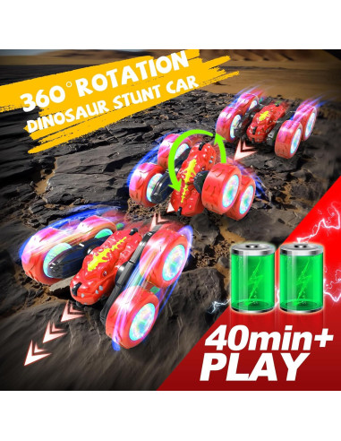 Coche RC Dinosaurio MOBI ONE 360 Doble Lado Rojo
