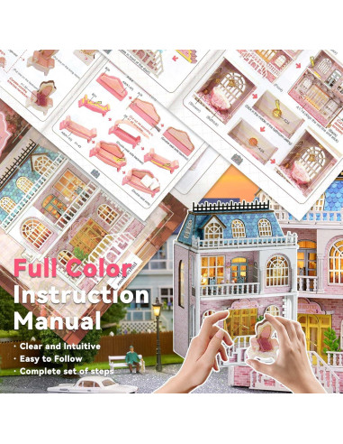 Kit Casa de Muñecas Flever Castillo Romántico DIY con Muebles