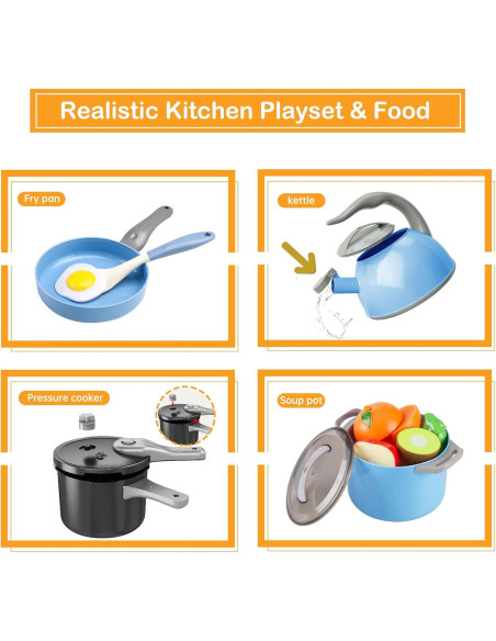 Juego de Cocina Infantil 105 Piezas Zero Zoo Azul Juego de Cocina Infantil 105 Piezas Zero Zoo Azul