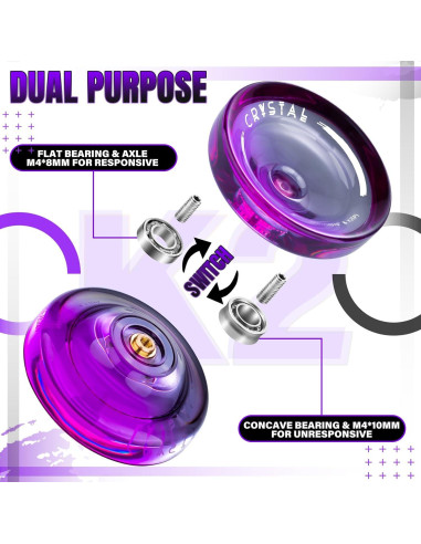 Yoyo Profesional MAGICYOYO K2 Cristal Negro Púrpura
