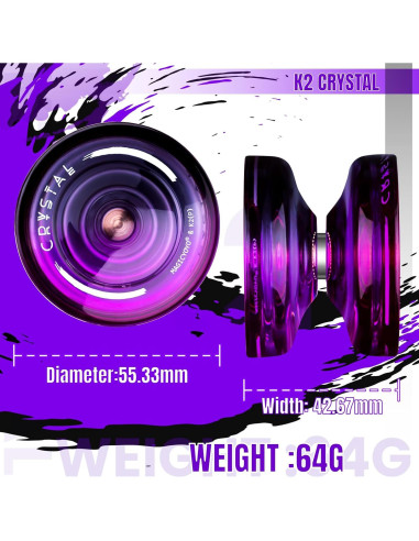Yoyo Profesional MAGICYOYO K2 Cristal Negro Púrpura