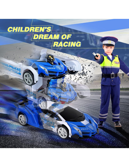 Coche RC Dolanus Transformable en Robot 360 - Azul y Blanco Coche RC Dolanus Transformable en Robot 360 - Azul y Blanco