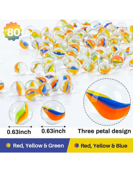 Canicas de Vidrio Sukh - 80 Pcs Ojos de Gato 16mm Decorativas Canicas de Vidrio Sukh - 80 Pcs Ojos de Gato 16mm Decorativas