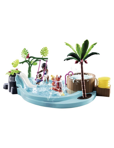 Piscina Infantil PLAYMOBIL 70611 con Tobogán y Jacuzzi