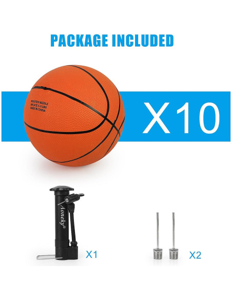 Balón de Baloncesto Aoneky Tamaño 3 con Bomba - Paquete 10 Balón de Baloncesto Aoneky Tamaño 3 con Bomba - Paquete 10