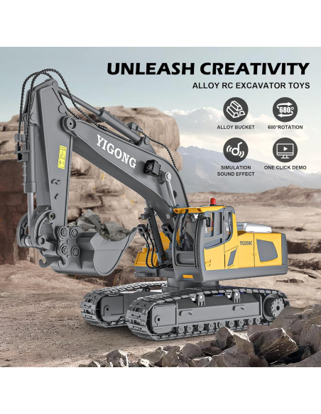 Excavadora RC CANKETEC 1:20 Recargable 11 Canales para Niños Excavadora RC CANKETEC 1:20 Recargable 11 Canales para Niños