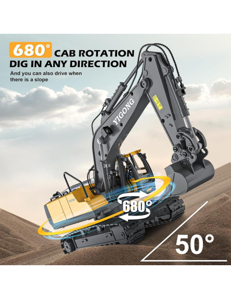 Excavadora RC CANKETEC 1:20 Recargable 11 Canales para Niños Excavadora RC CANKETEC 1:20 Recargable 11 Canales para Niños