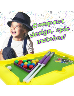 Juego de Mesa de Billar Mini JA-RU 30 cm con Queues y Bolas 2