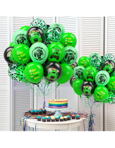 Globos de Confeti Verde y Negro 30pcs FEYG 12 Pulgadas