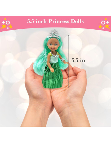 Juego de Muñecas Princesas Pequeñas - 9 Figuras con Tiara