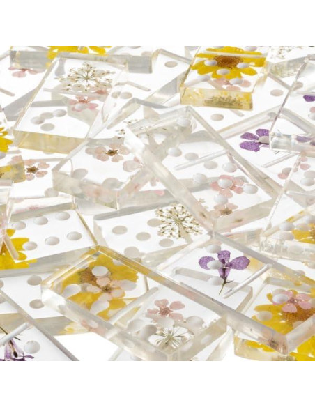 Juego de Dominó Acrílico 28 Piezas con Flores - Trademark Juego de Dominó Acrílico 28 Piezas con Flores - Trademark