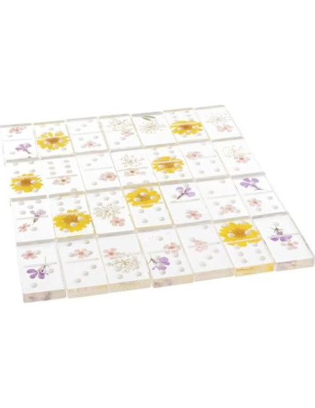 Juego de Dominó Acrílico 28 Piezas con Flores - Trademark Juego de Dominó Acrílico 28 Piezas con Flores - Trademark