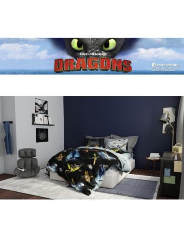 Juego de cama Franco Cómic Dragón 7 piezas Microfibra