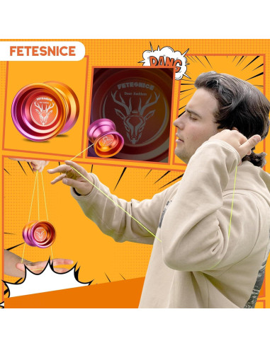 Yoyo Profesional FETESNICE LY001 Metal Naranja-Púrpura