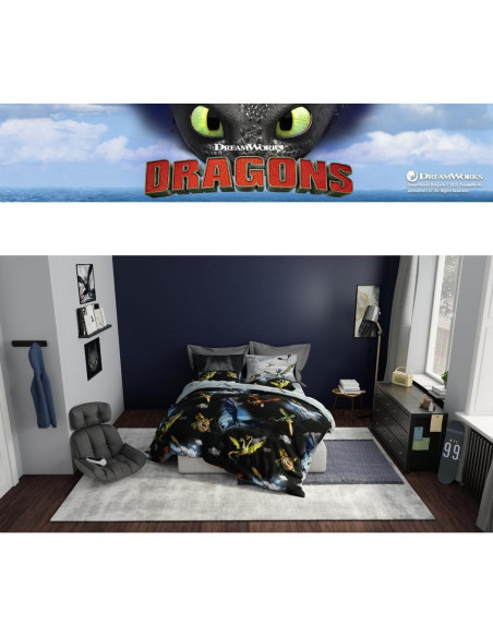 Juego de Cama Franco Cómic Entrenar a Tu Dragón 5 Piezas Juego de Cama Franco Cómic Entrenar a Tu Dragón 5 Piezas