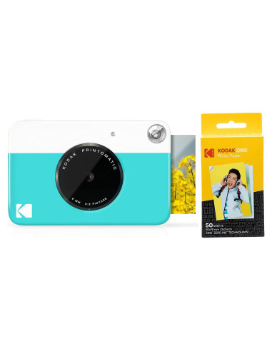 Cámara Instantánea Kodak PRINTOMATIC Azul + 50 Hojas ZINK