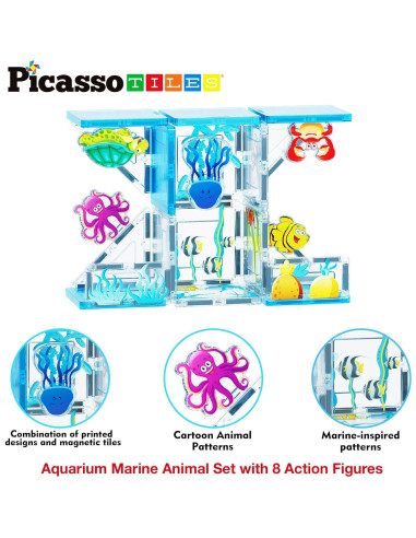 PicassoTiles Bloques Magnéticos Mundo Marino 26 Piezas