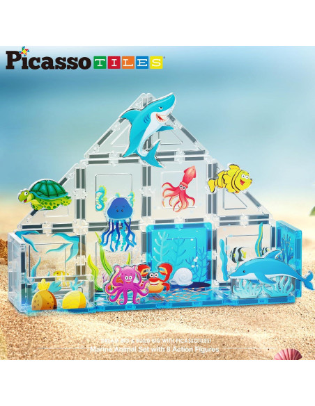 PicassoTiles Bloques Magnéticos Mundo Marino 26 Piezas PicassoTiles Bloques Magnéticos Mundo Marino 26 Piezas