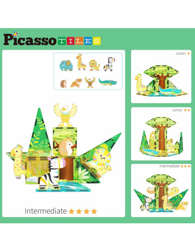 Bloques Magnéticos PicassoTiles Safari 26 Piezas y 8 Figuras