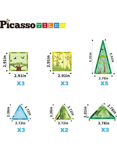 Bloques Magnéticos PicassoTiles Safari 26 Piezas y 8 Figuras