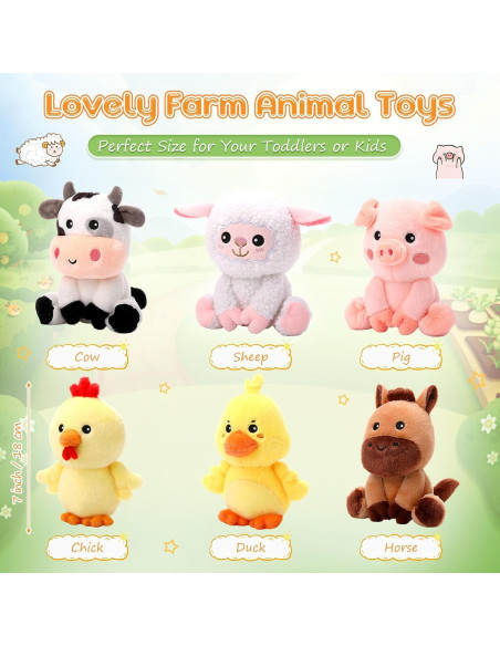 Juego de 6 Animales de Peluche de Granja RoundFunny 18 cm Juego de 6 Animales de Peluche de Granja RoundFunny 18 cm