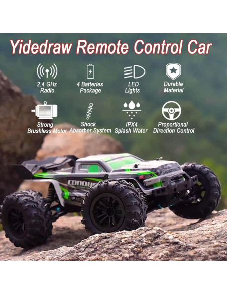 Coche RC 1:16 Yidedraw Conquer Verde 50 KMH 4WD Todos Terrenos Coche RC 1:16 Yidedraw Conquer Verde 50 KMH 4WD Todos Terrenos