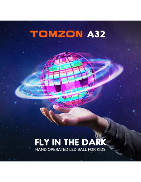 Bola Voladora TOMZON A32 Púrpura con Luz LED y Control Mano Bola Voladora TOMZON A32 Púrpura con Luz LED y Control Mano